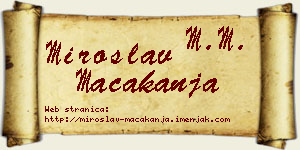 Miroslav Macakanja vizit kartica
